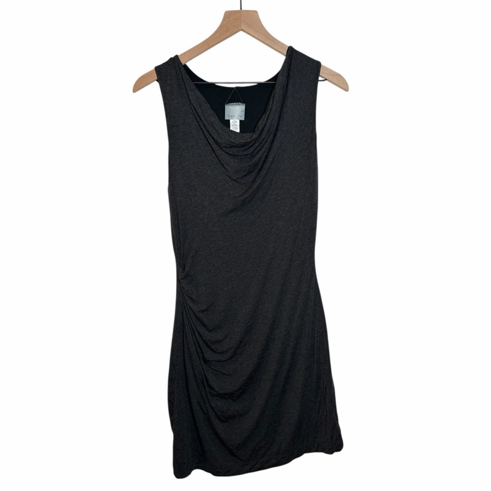 Athleta Reversible Black & Gray Draped Ruched Modal Stretch Dress XS Travel - Picture 5 of 10